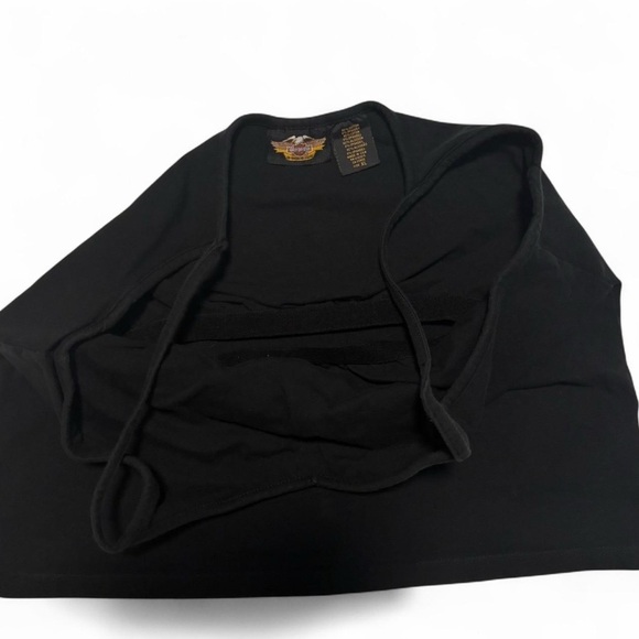 Vintage y2k Harley Davidson Women's XL Crop Logo Tank Built in Bra Black Biker - Picture 3 of 6